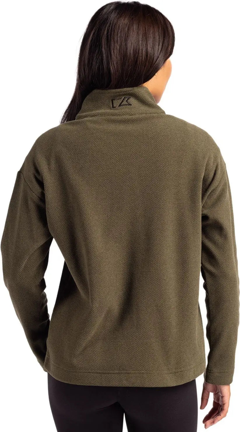 Cutter & Buck Lck00180 Hunts Point Eco Textured Fleece Recycled Womens Snap Pullover - Poplar