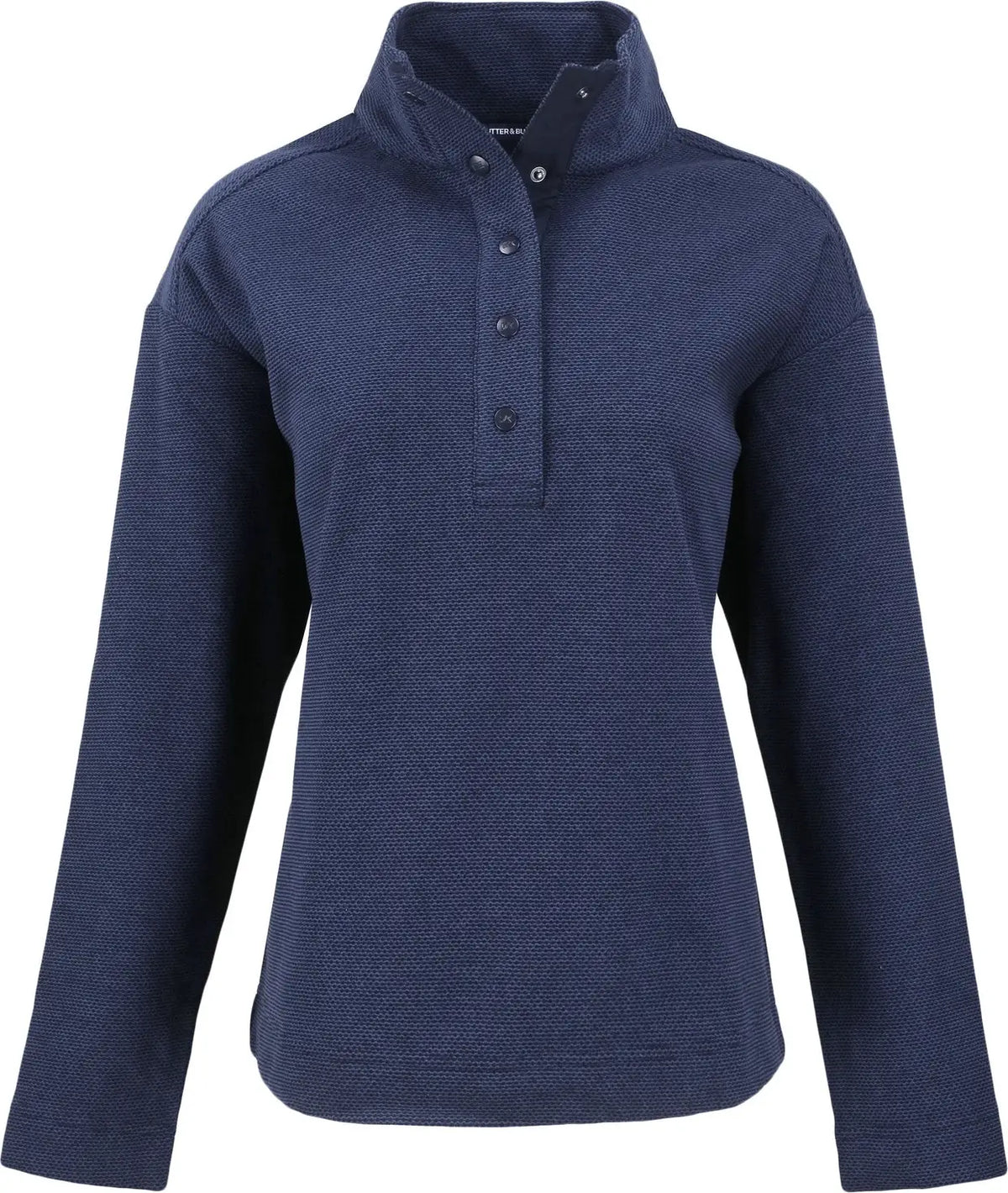 Cutter & Buck Lck00180 Hunts Point Eco Textured Fleece Recycled Womens Snap Pullover - Navy Blue