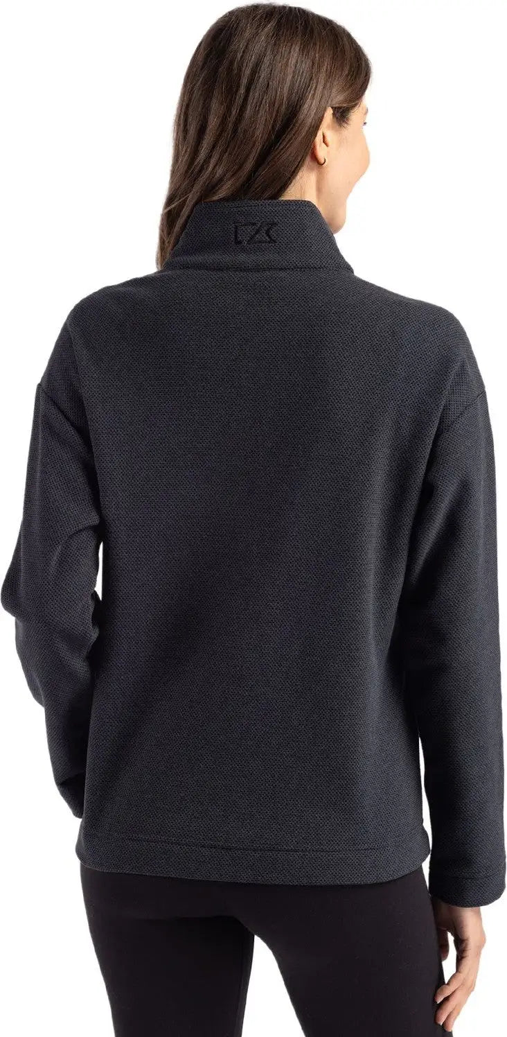 Cutter & Buck Lck00180 Hunts Point Eco Textured Fleece Recycled Womens Snap Pullover - Black
