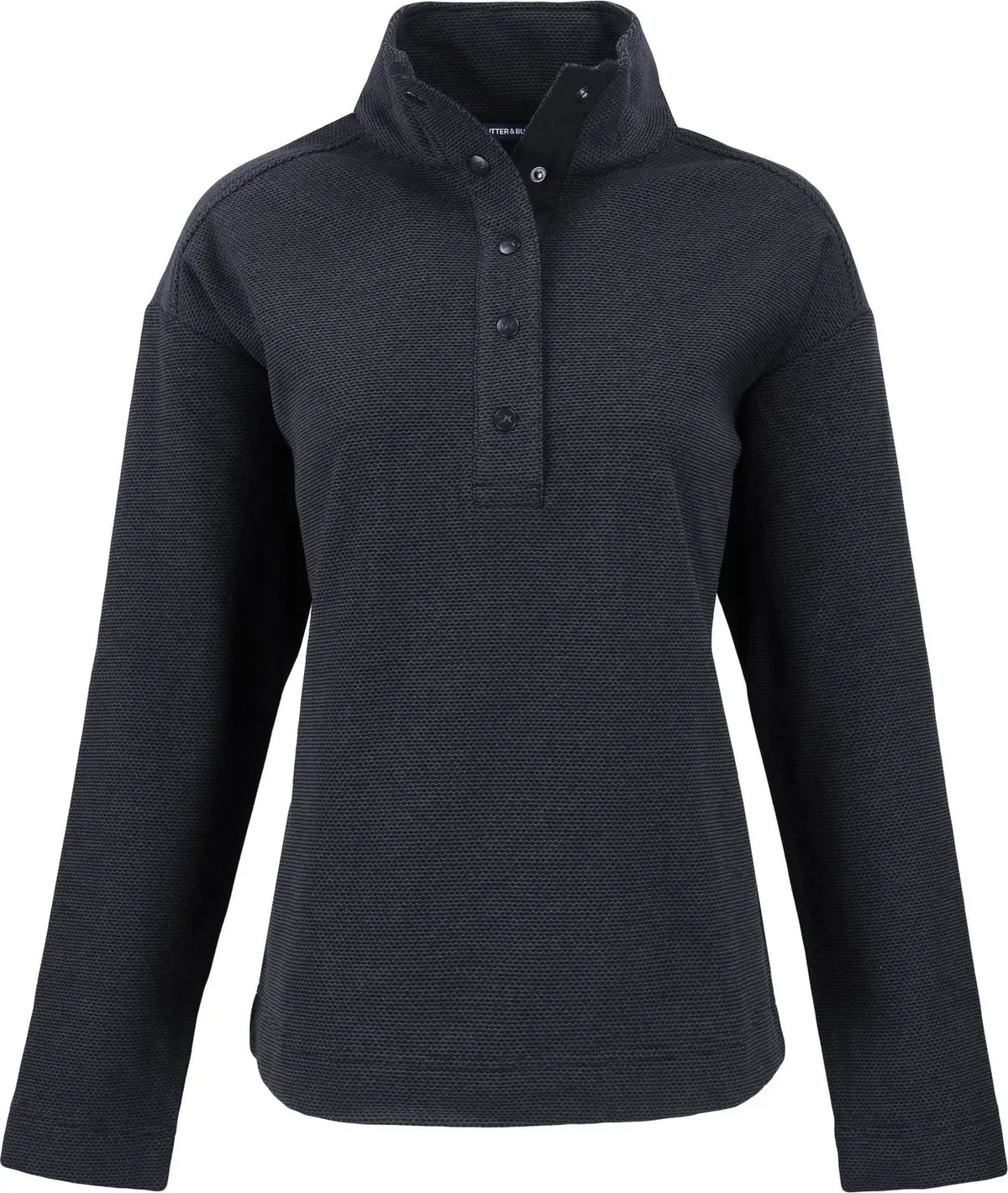 Cutter & Buck Lck00180 Hunts Point Eco Textured Fleece Recycled Womens Snap Pullover - Black