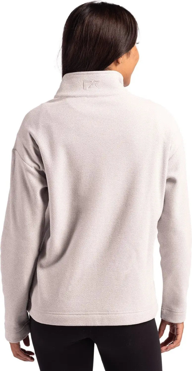 Cutter & Buck Lck00180 Hunts Point Eco Textured Fleece Recycled Womens Snap Pullover - Polished