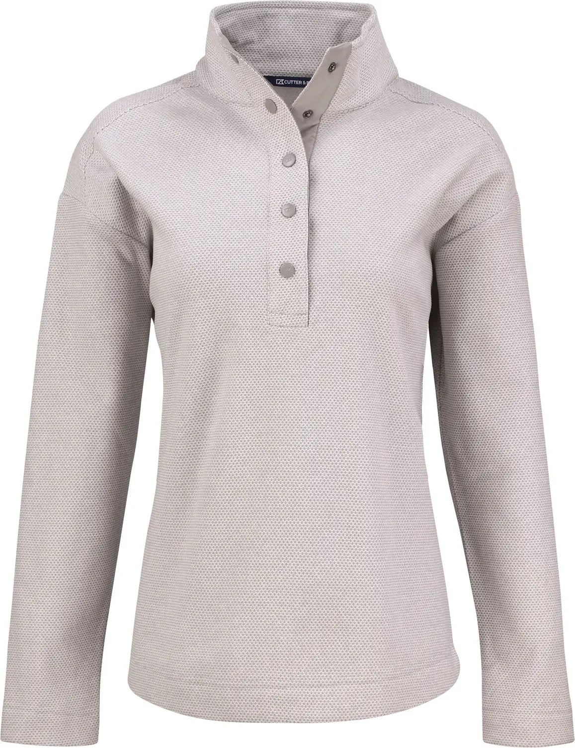 Cutter & Buck Lck00180 Hunts Point Eco Textured Fleece Recycled Womens Snap Pullover - Polished