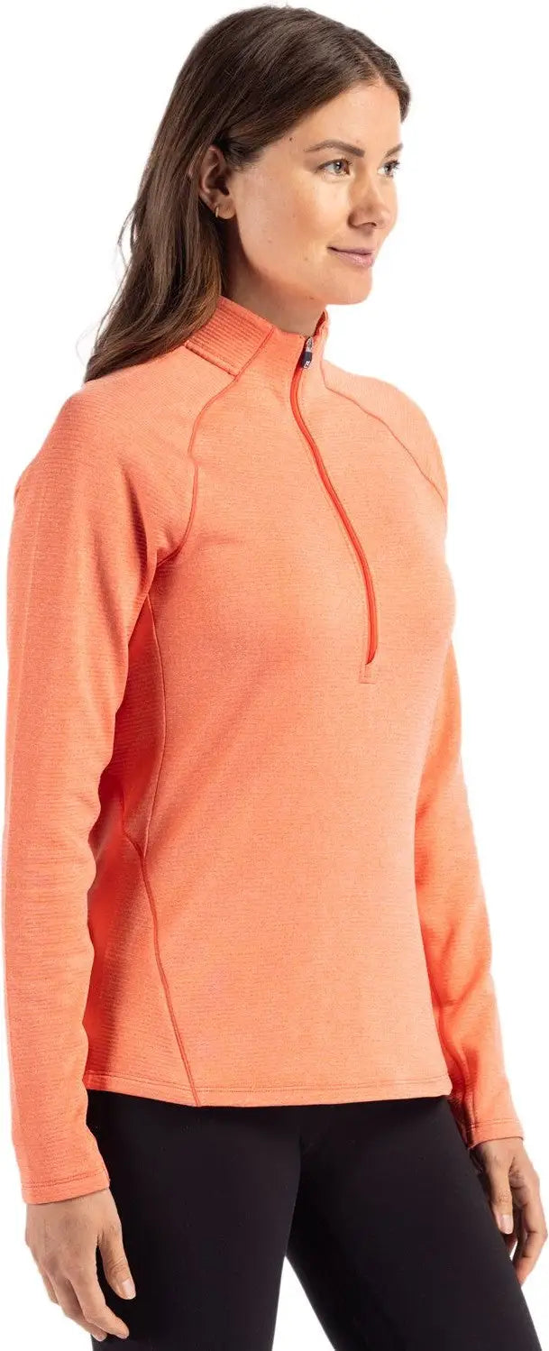 Cutter & Buck Lck00182 Peshastin Fleece Recycled Womens Half Zip Pullover - College Orange Heather