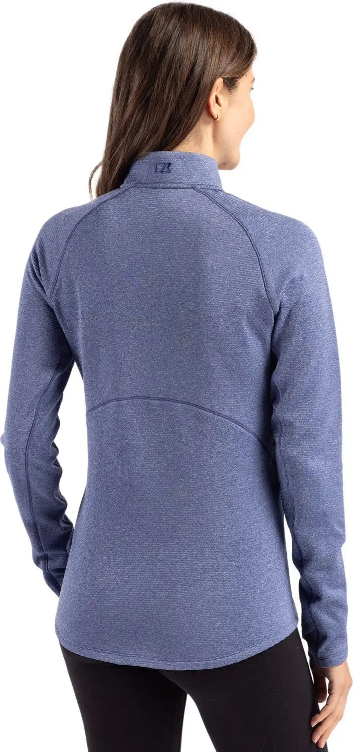 Cutter & Buck Lck00182 Peshastin Fleece Recycled Womens Half Zip Pullover - Tour Blue Heather