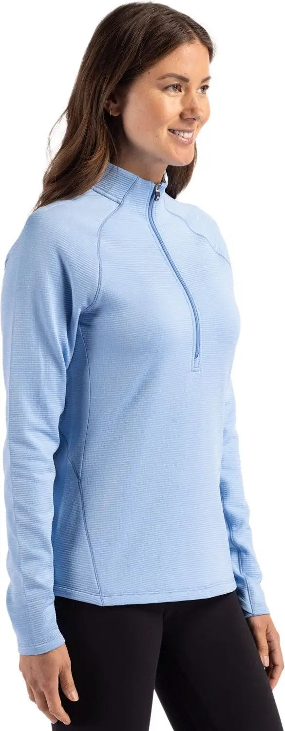 Cutter & Buck Lck00182 Peshastin Fleece Recycled Womens Half Zip Pullover - Atlas Heather