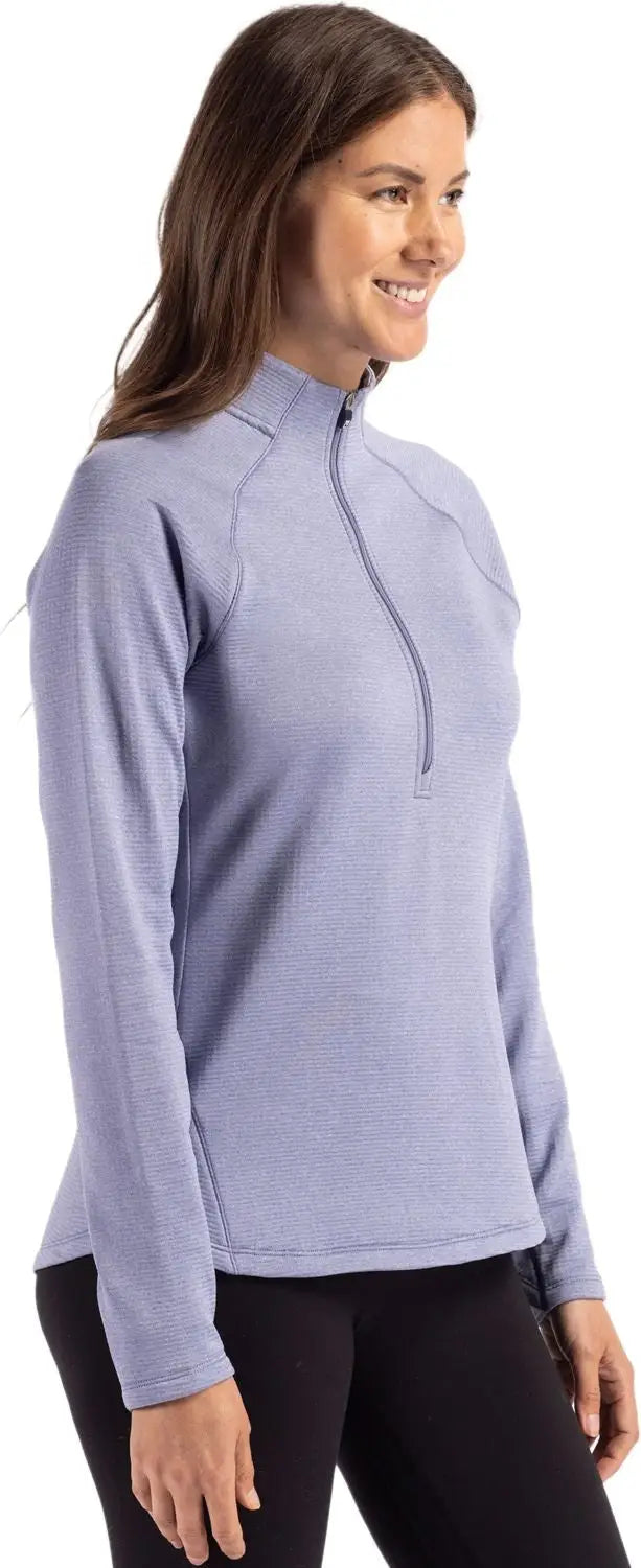 Cutter & Buck Lck00182 Peshastin Fleece Recycled Womens Half Zip Pullover - Hyacinth Heather