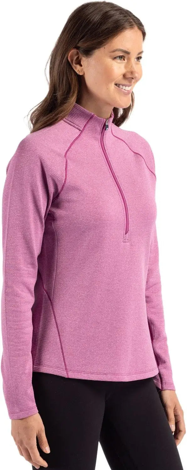 Cutter & Buck Lck00182 Peshastin Fleece Recycled Womens Half Zip Pullover - Gelato Heather