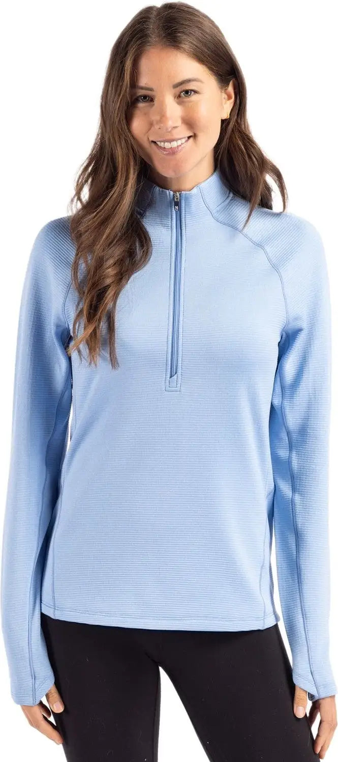 Cutter & Buck Lck00182 Peshastin Fleece Recycled Womens Half Zip Pullover - Atlas Heather - Ladies Xs