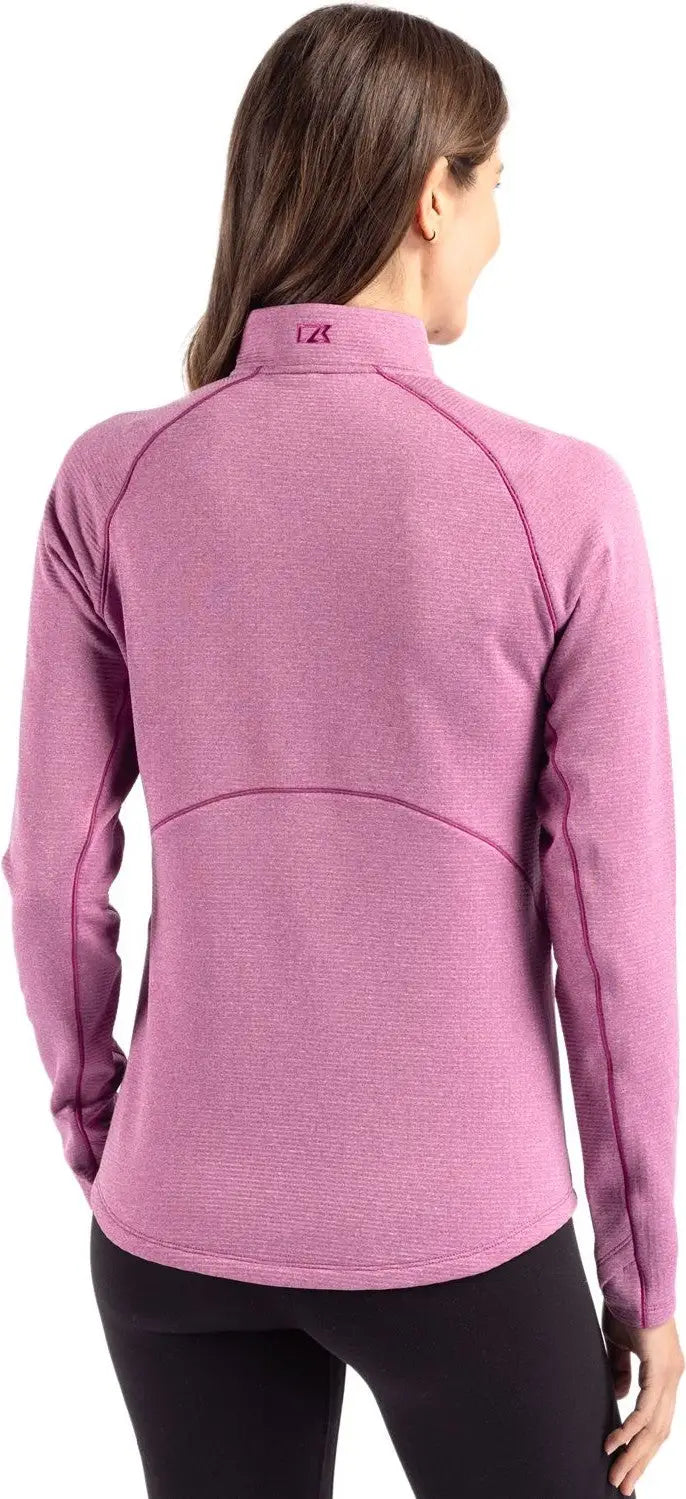 Cutter & Buck Lck00182 Peshastin Fleece Recycled Womens Half Zip Pullover - Gelato Heather