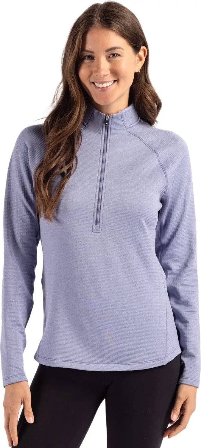 Cutter & Buck Lck00182 Peshastin Fleece Recycled Womens Half Zip Pullover - Hyacinth Heather - Ladies Xs