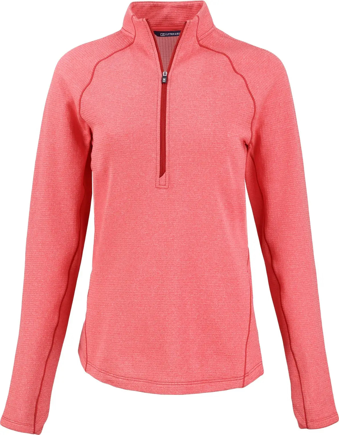 Cutter & Buck Lck00182 Peshastin Fleece Recycled Womens Half Zip Pullover - Red Heather - Ladies Xs