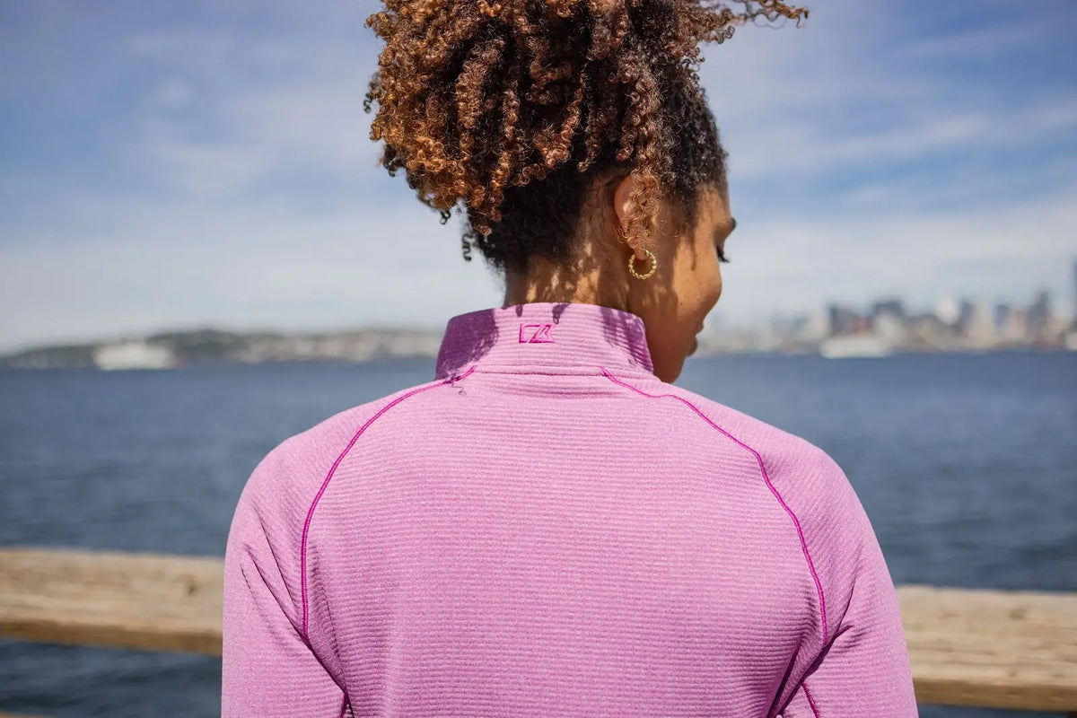Cutter & Buck Lck00182 Peshastin Fleece Recycled Womens Half Zip Pullover - Gelato Heather