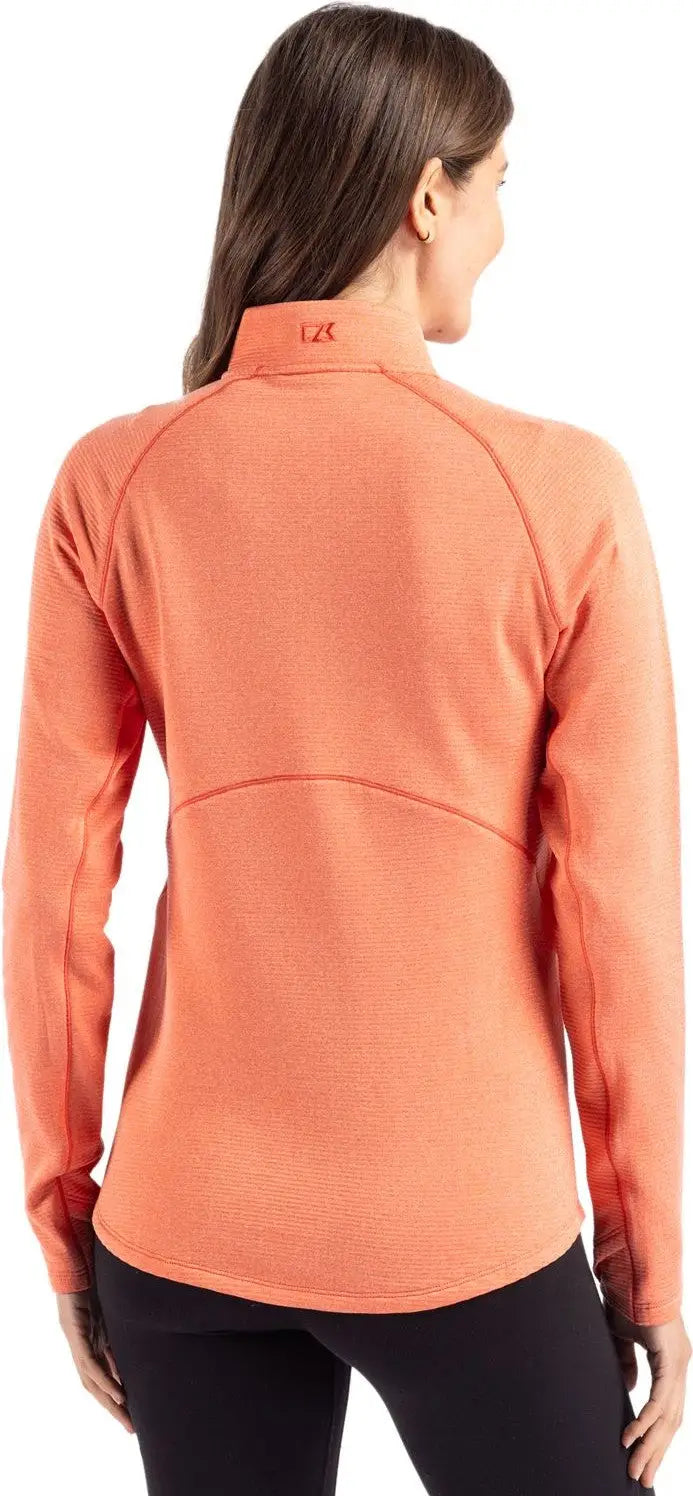 Cutter & Buck Lck00182 Peshastin Fleece Recycled Womens Half Zip Pullover - College Orange Heather