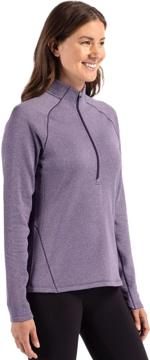 Cutter & Buck Lck00182 Peshastin Fleece Recycled Womens Half Zip Pullover - College Purple Heather