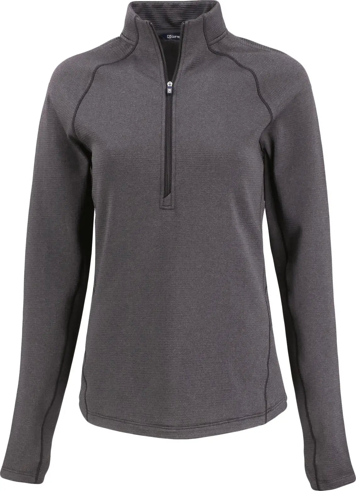 Cutter & Buck Lck00182 Peshastin Fleece Recycled Womens Half Zip Pullover - Black Heather