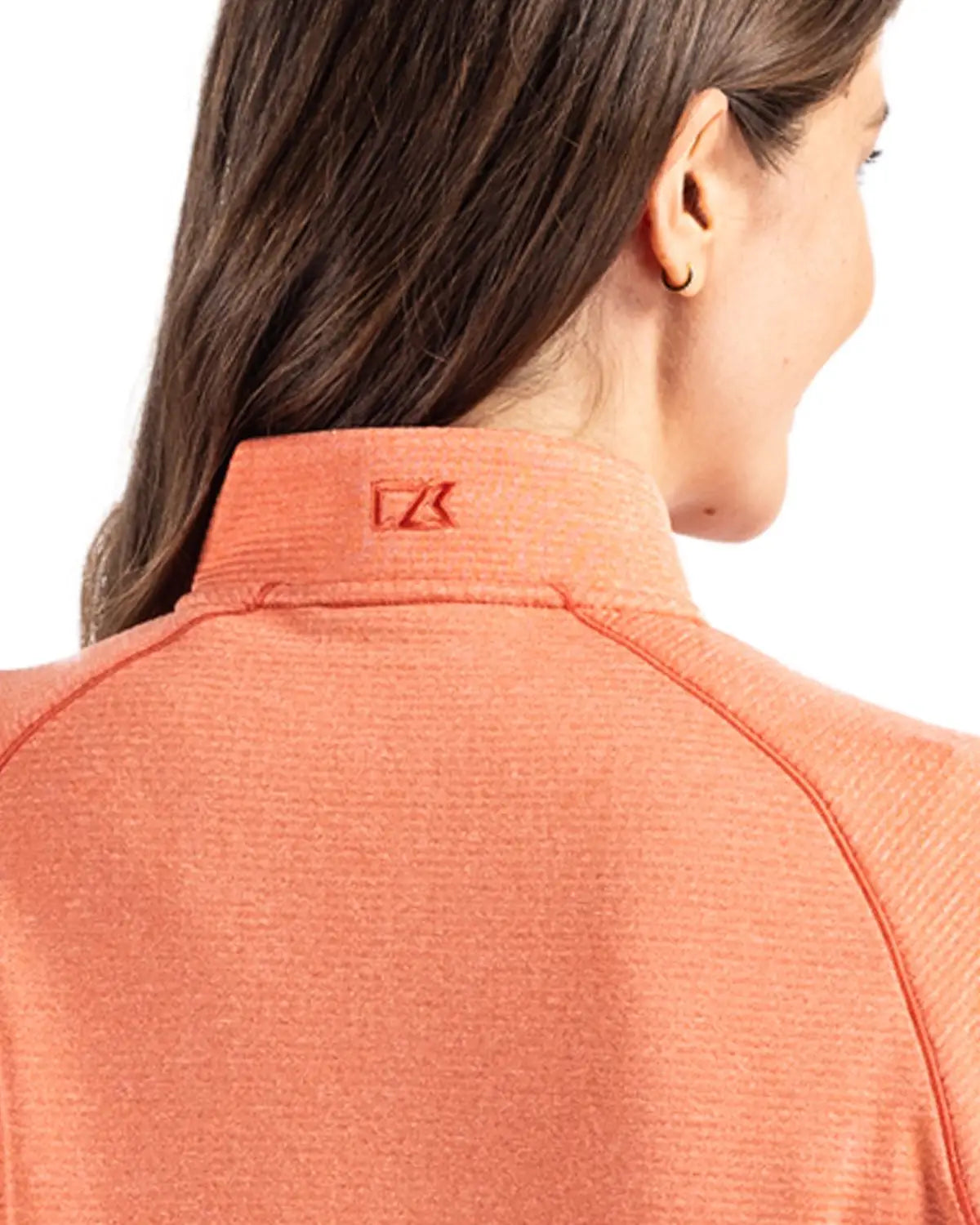 Cutter & Buck Lck00182 Peshastin Fleece Recycled Womens Half Zip Pullover - College Orange Heather