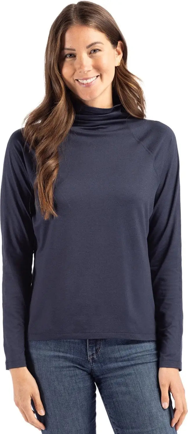 Cutter & Buck Lck00183 Coastline Epic Comfort Recycled Womens Funnel Neck - Navy Blue - Ladies Xs