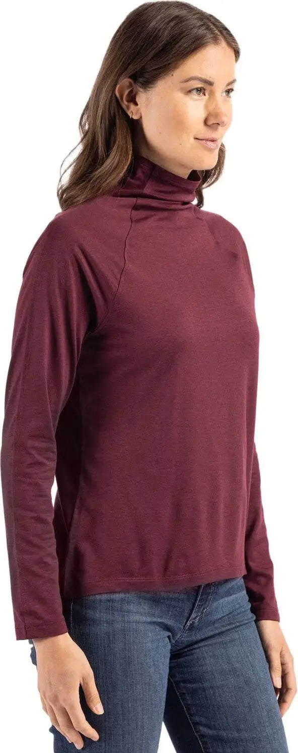 Cutter & Buck Lck00183 Coastline Epic Comfort Recycled Womens Funnel Neck - Bordeaux