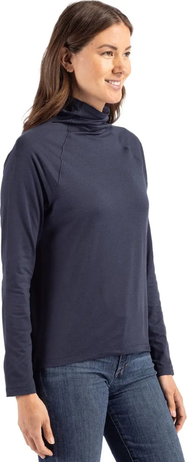 Cutter & Buck Lck00183 Coastline Epic Comfort Recycled Womens Funnel Neck - Navy Blue