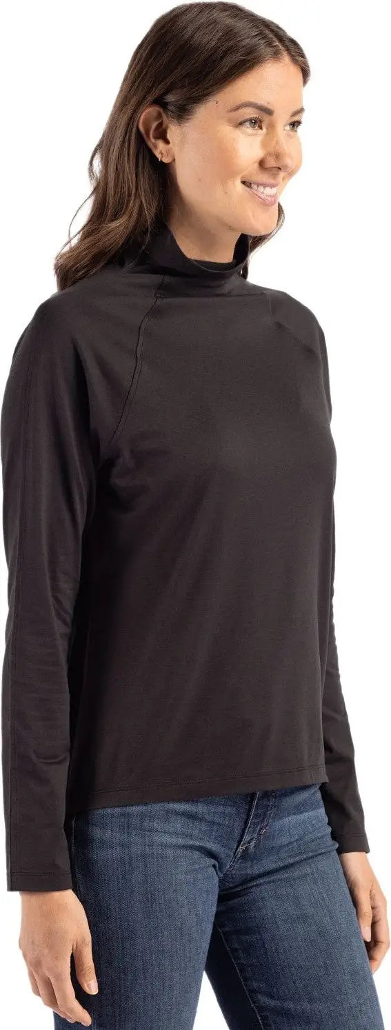Cutter & Buck Lck00183 Coastline Epic Comfort Recycled Womens Funnel Neck - Black