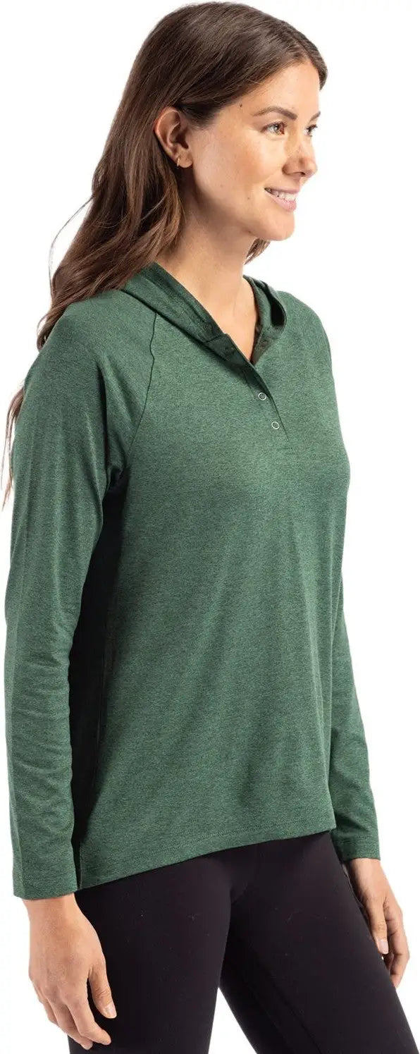 Cutter & Buck Lck00184 Coastline Epic Comfort Recycled Womens Hooded Shirt - Hunter