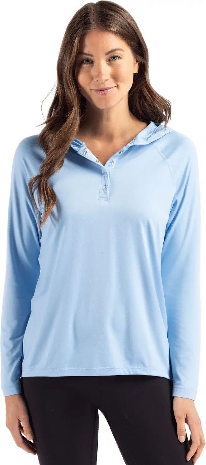 Cutter & Buck Lck00184 Coastline Epic Comfort Recycled Womens Hooded Shirt - Atlas - Ladies Xs