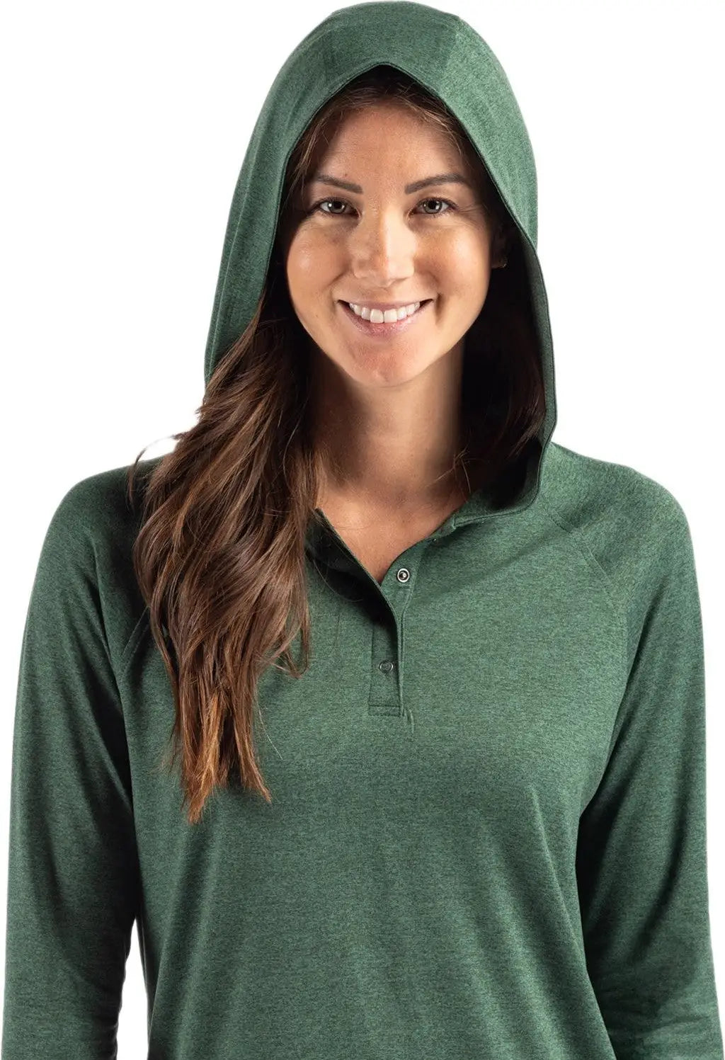 Cutter & Buck Lck00184 Coastline Epic Comfort Recycled Womens Hooded Shirt - Hunter