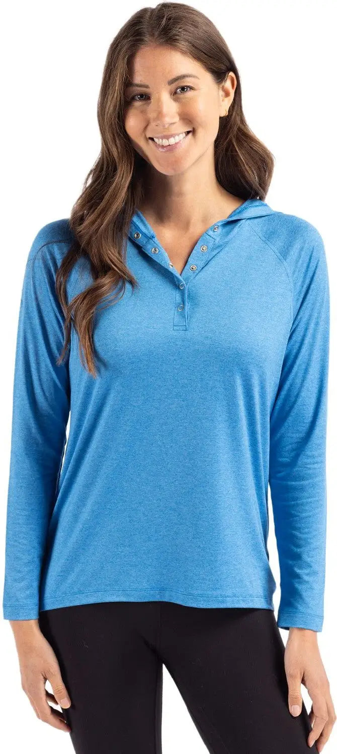 Cutter & Buck Lck00184 Coastline Epic Comfort Recycled Womens Hooded Shirt - Digital - Ladies Xs