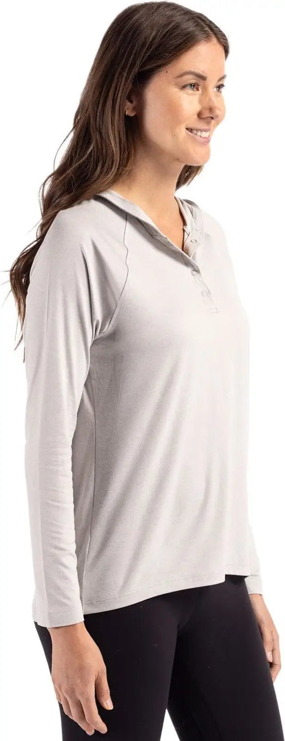Cutter & Buck Lck00184 Coastline Epic Comfort Recycled Womens Hooded Shirt - Concrete