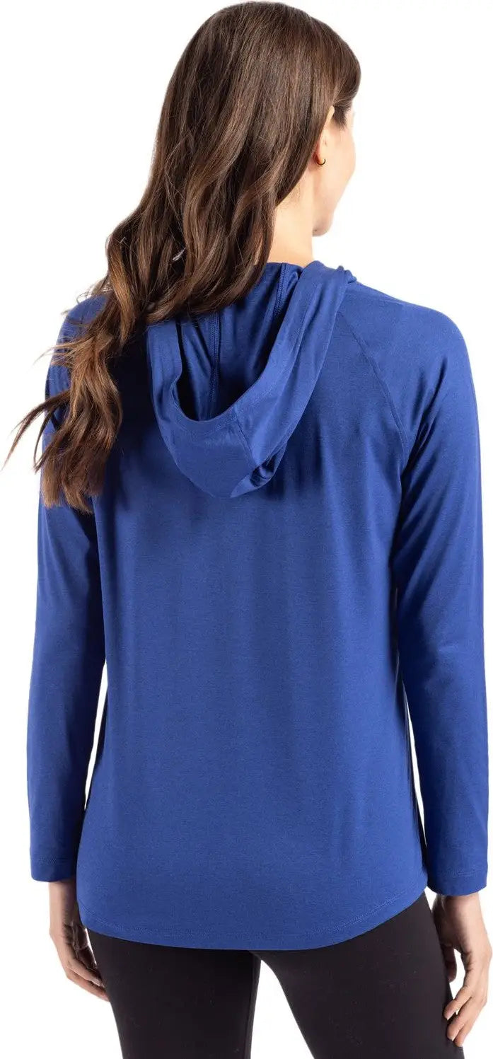 Cutter & Buck Lck00184 Coastline Epic Comfort Recycled Womens Hooded Shirt - Tour Blue