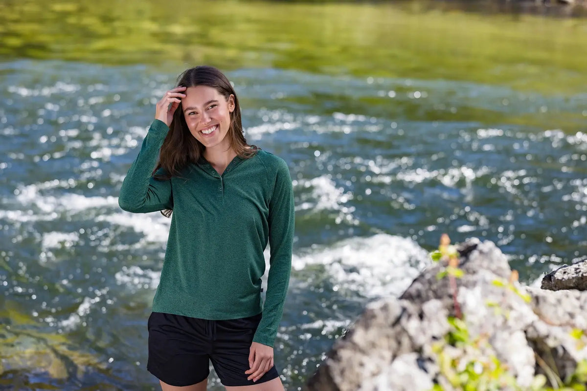 Cutter & Buck Lck00184 Coastline Epic Comfort Recycled Womens Hooded Shirt - Hunter