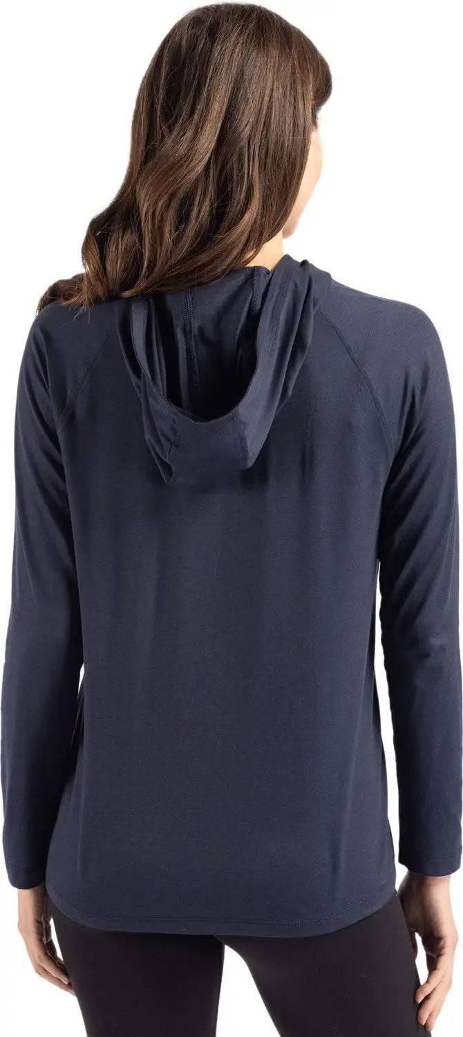 Cutter & Buck Lck00184 Coastline Epic Comfort Recycled Womens Hooded Shirt - Navy Blue