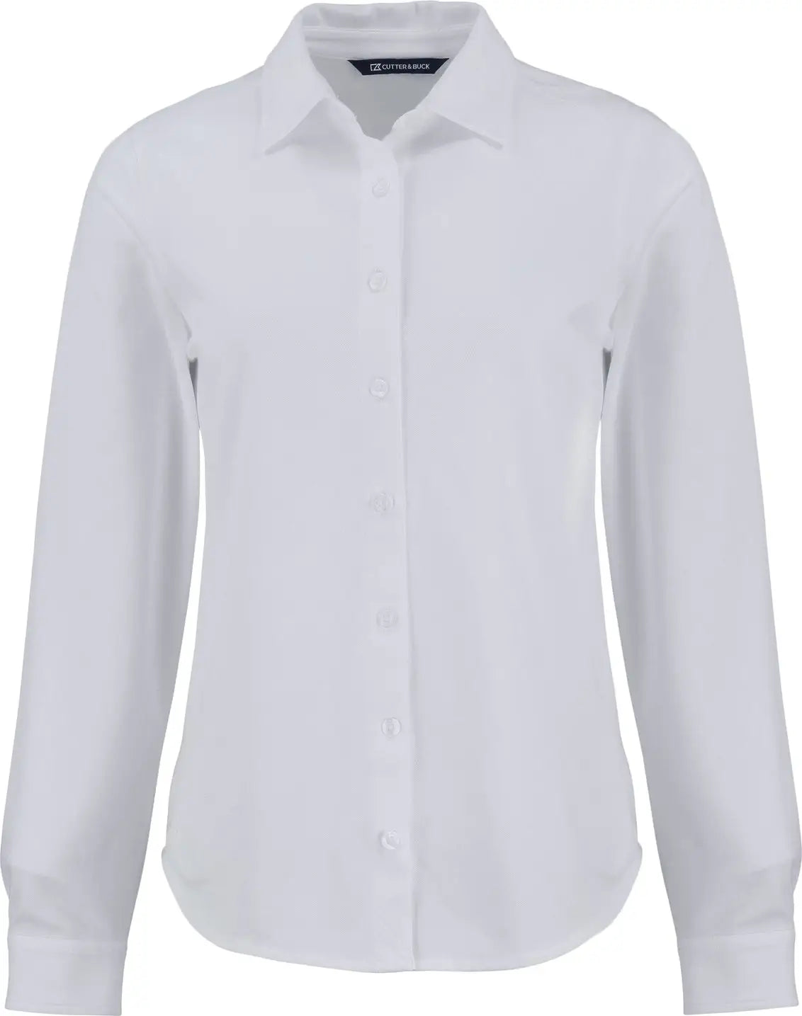 Cutter & Buck Lck00188 Advantage Tri-blend Eco Soft Pique Long Sleeve Knitted Womens Button Up - White