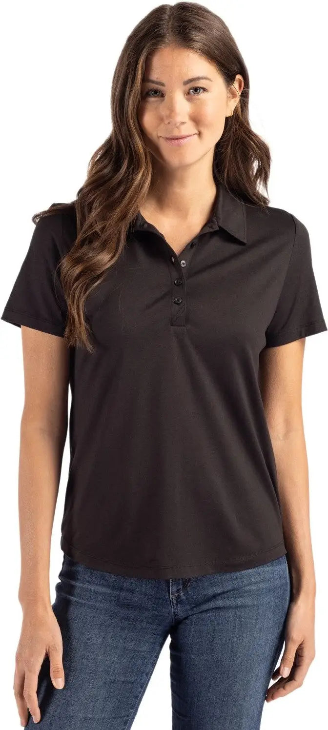 Cutter & Buck Lck00192 Coastline Epic Comfort Recycled Womens Polo - Black - Ladies Xs