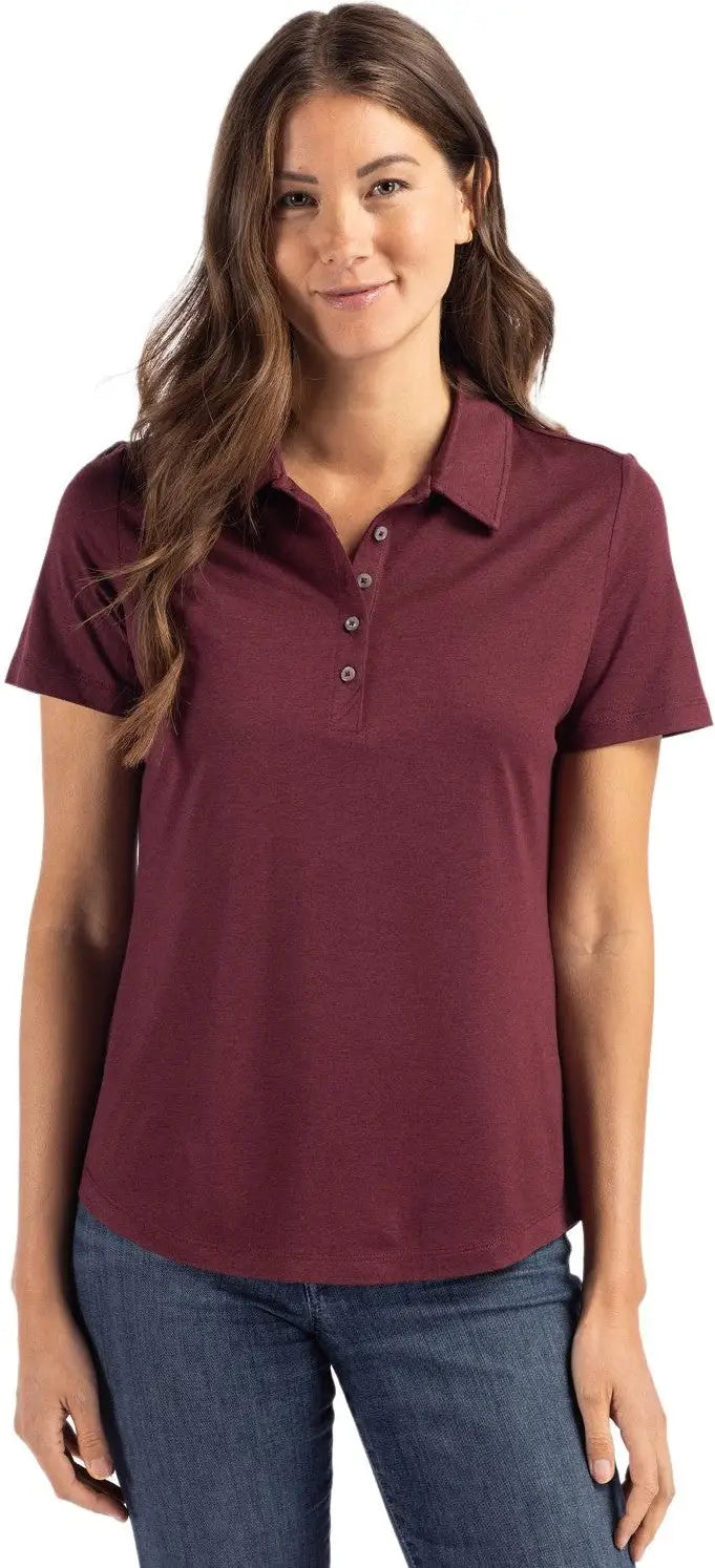 Cutter & Buck Lck00192 Coastline Epic Comfort Recycled Womens Polo - Bordeaux - Ladies Xs
