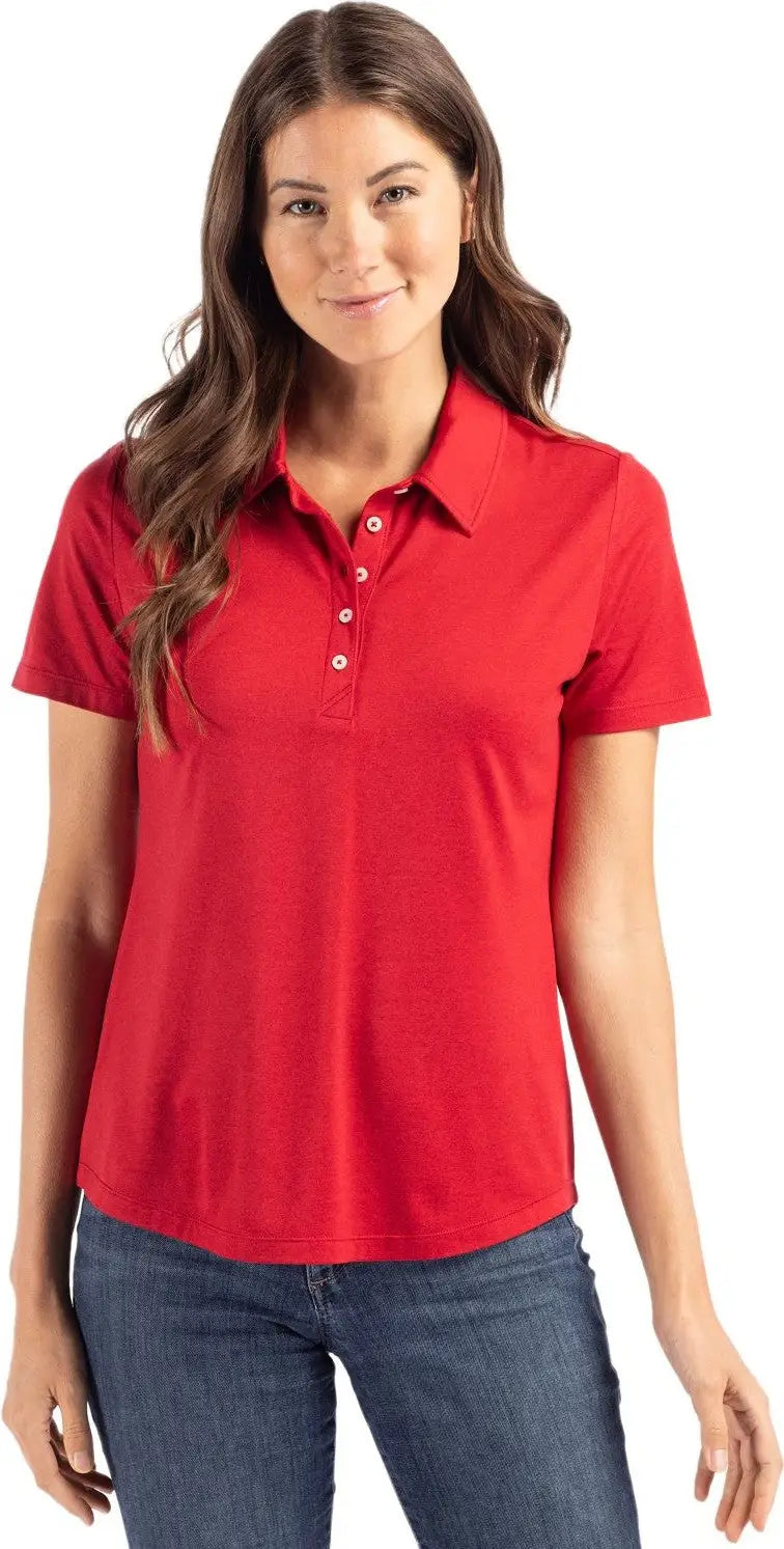 Cutter & Buck Lck00192 Coastline Epic Comfort Recycled Womens Polo - Cardinal Red - Ladies Xs
