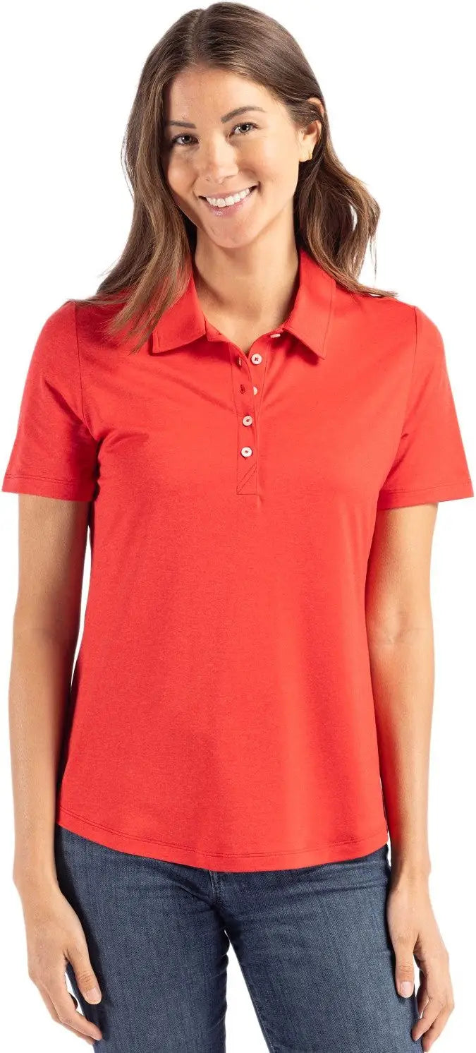 Cutter & Buck Lck00192 Coastline Epic Comfort Recycled Womens Polo - Red - Ladies Xs