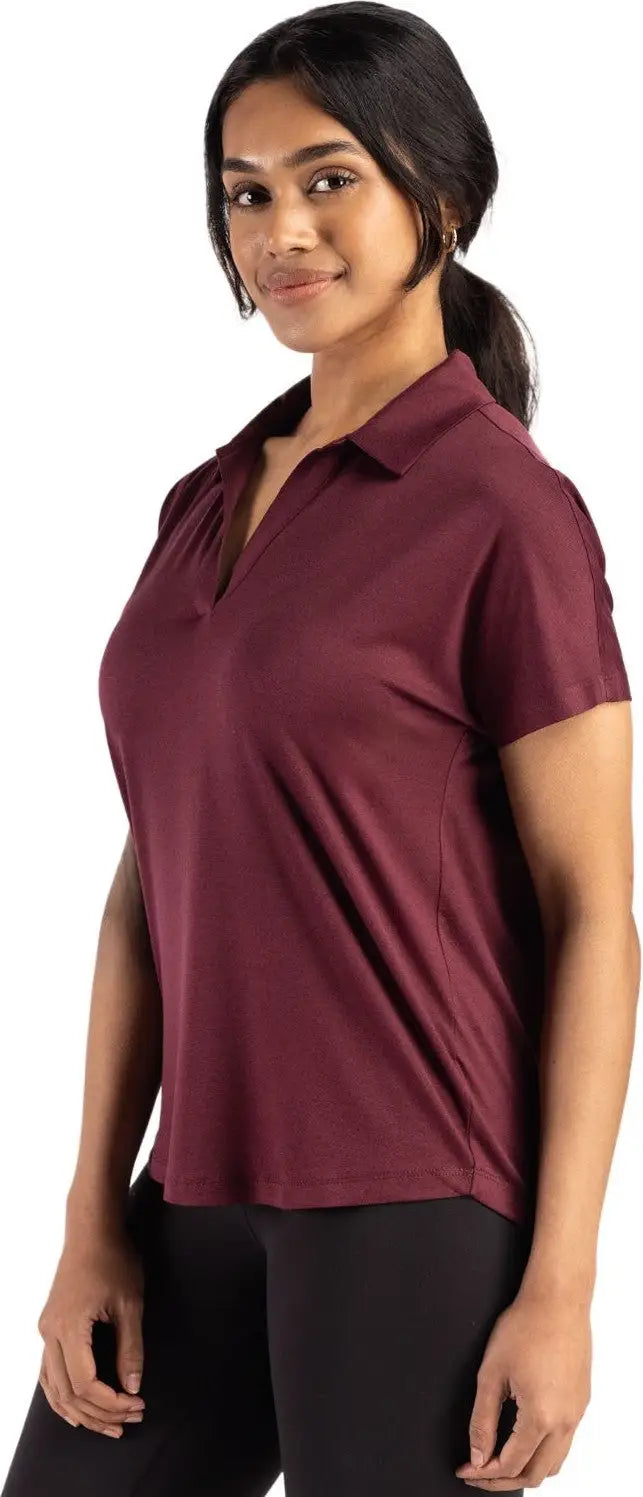 Cutter & Buck Lck00193 Coastline Epic Comfort Recycled Womens Dolman Polo - Bordeaux