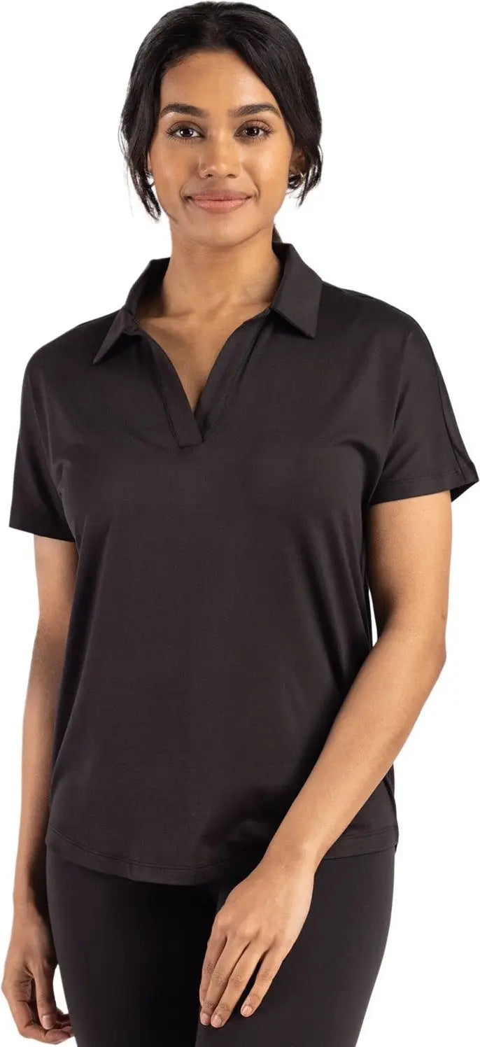 Cutter & Buck Lck00193 Coastline Epic Comfort Recycled Womens Dolman Polo - Black - Ladies Xs