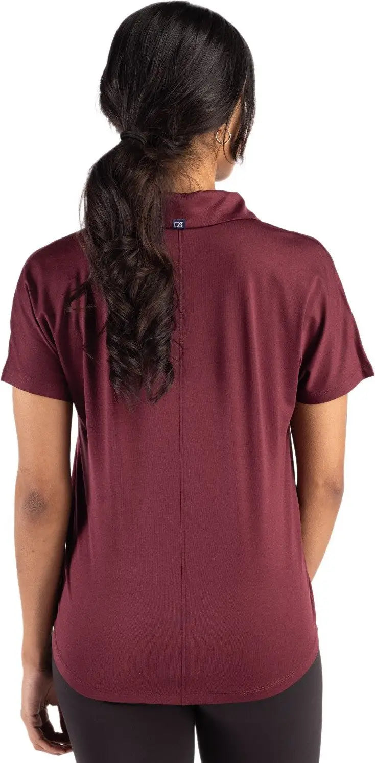 Cutter & Buck Lck00193 Coastline Epic Comfort Recycled Womens Dolman Polo - Bordeaux