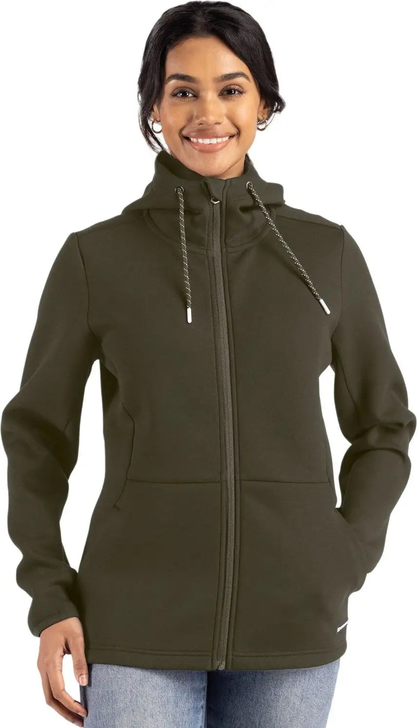 Cutter & Buck Lck00194 Roam Epic Versatility Recycled Womens Full Zip Hooded Jacket - Poplar - Ladies Xs