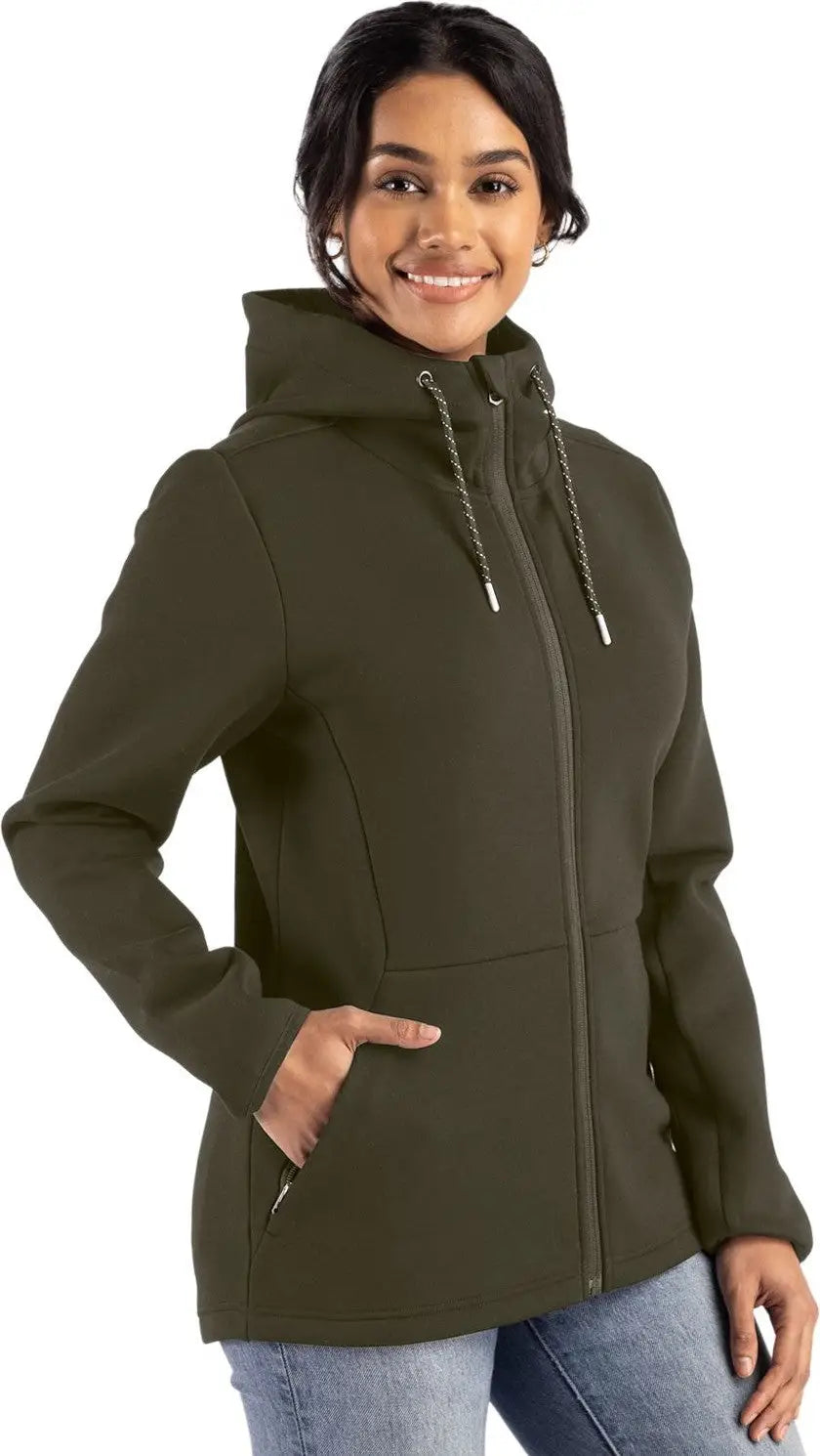 Cutter & Buck Lck00194 Roam Epic Versatility Recycled Womens Full Zip Hooded Jacket - Poplar