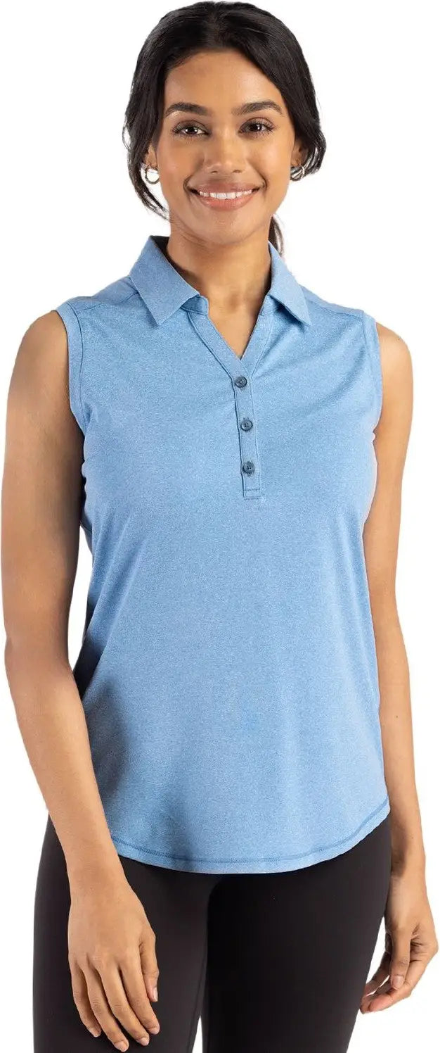 Cutter & Buck Lck00197 Forge Eco Stretch Recycled Womens Sleeveless Polo - Dark Atlas Heather - Ladies Xs