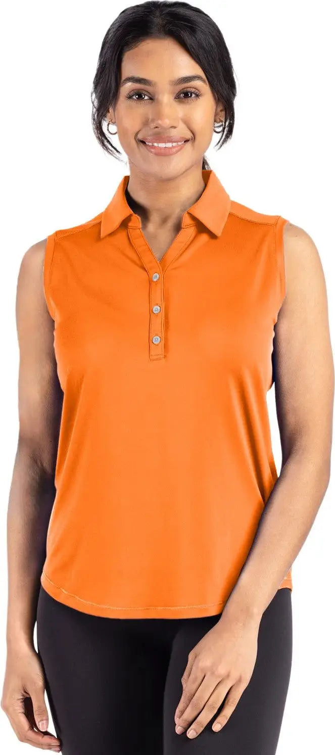 Cutter & Buck Lck00197 Forge Eco Stretch Recycled Womens Sleeveless Polo - Orange Burst - Ladies Xs