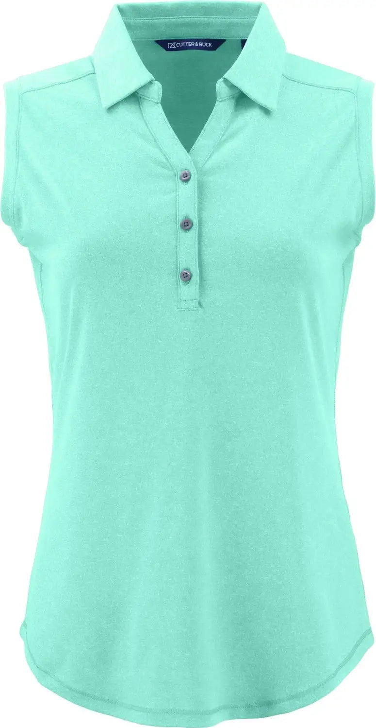 Cutter & Buck Lck00197 Forge Eco Stretch Recycled Womens Sleeveless Polo - Fresh Mint Heather
