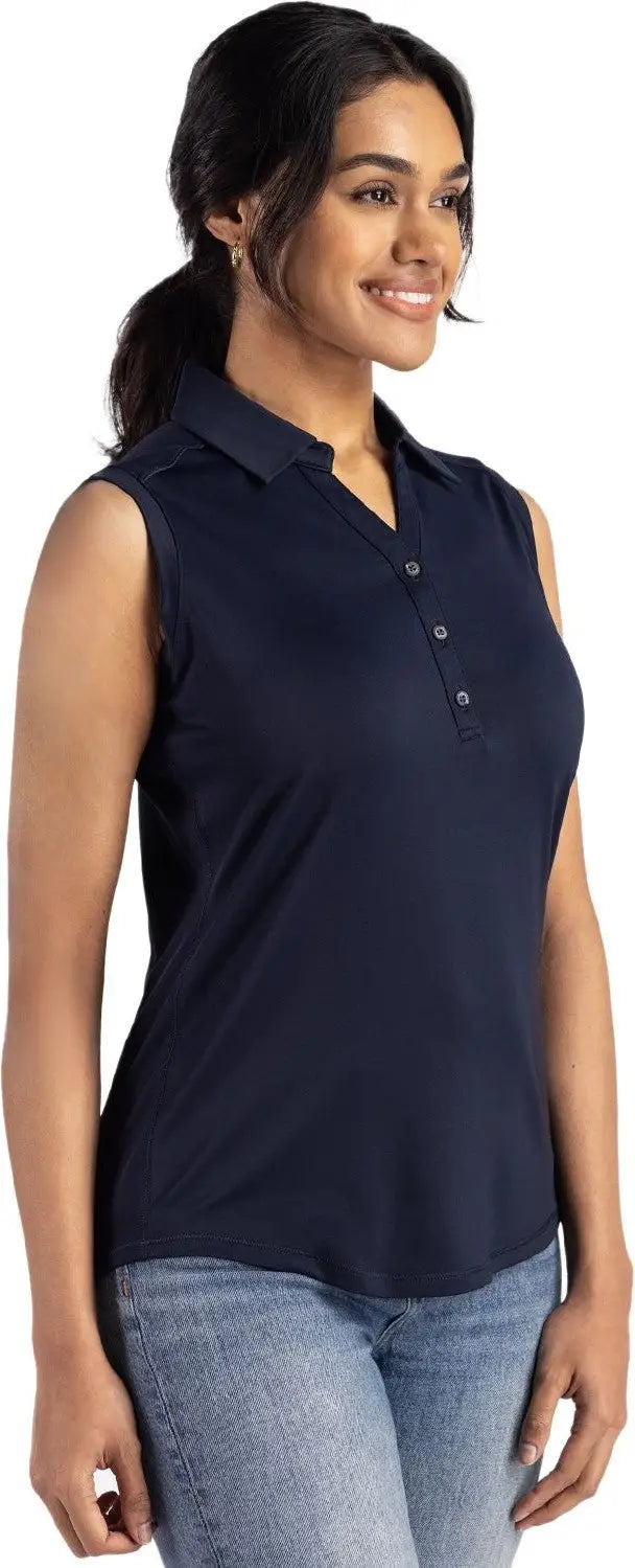 Cutter & Buck Lck00197 Forge Eco Stretch Recycled Womens Sleeveless Polo - Navy Blue