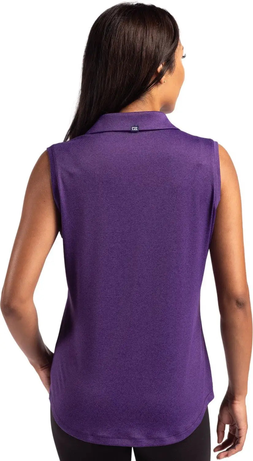 Cutter & Buck Lck00197 Forge Eco Stretch Recycled Womens Sleeveless Polo - Dark College Purple Heather