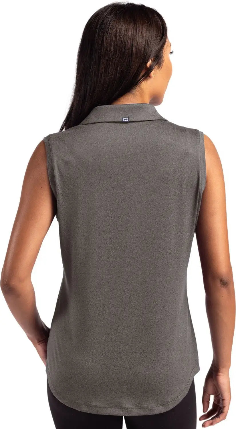 Cutter & Buck Lck00197 Forge Eco Stretch Recycled Womens Sleeveless Polo - Dark Black Heather