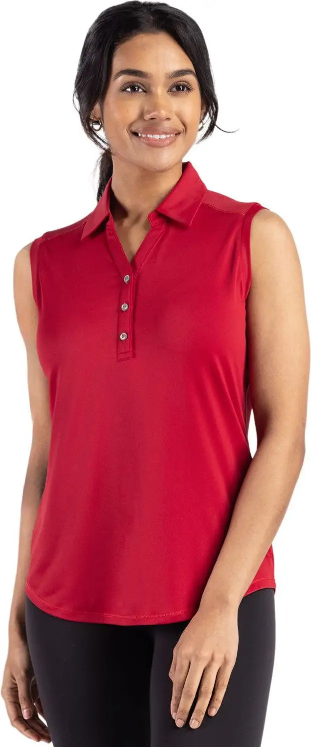 Cutter & Buck Lck00197 Forge Eco Stretch Recycled Womens Sleeveless Polo - Cardinal Red - Ladies Xs