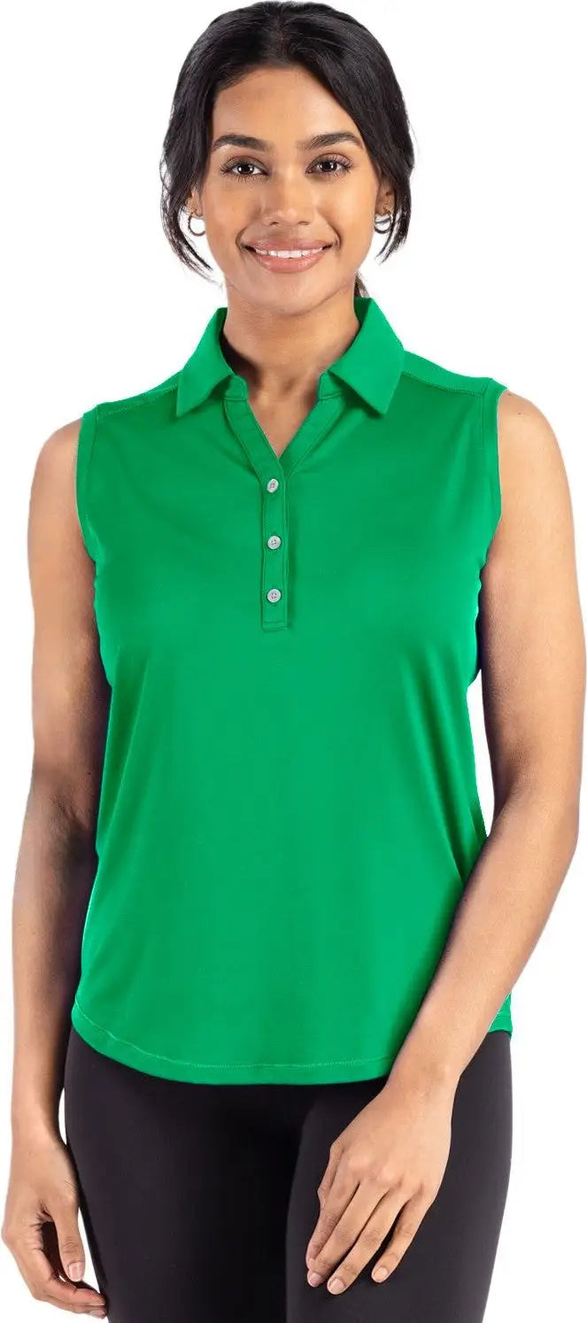 Cutter & Buck Lck00197 Forge Eco Stretch Recycled Womens Sleeveless Polo - Kelly Green - Ladies Xs